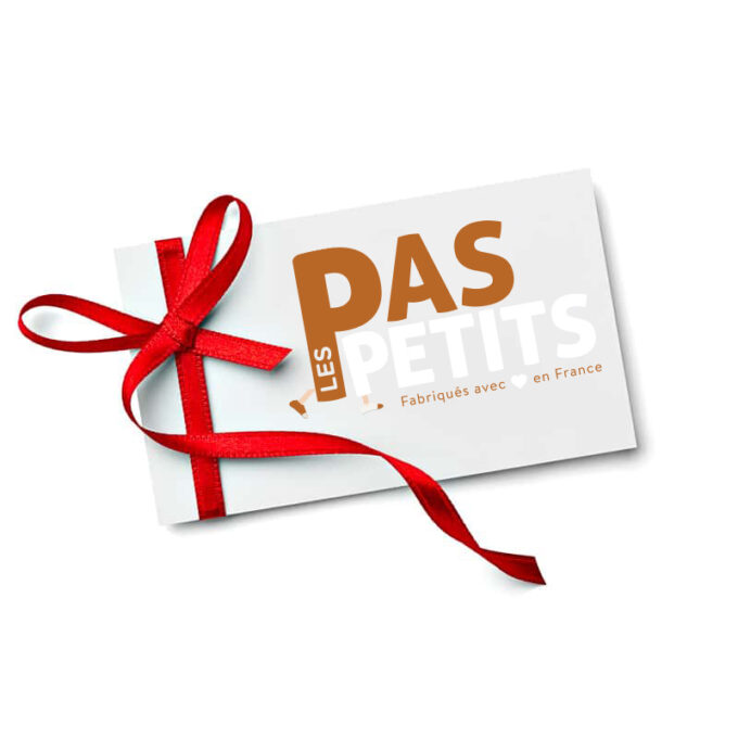 Carte cadeau "les pas petits" pour offrir des chaussons, souples et/ou des maillots de bain fabriqués en France