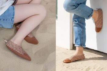 Chaussons duo pour enfants et adultes version léopard très à la mode