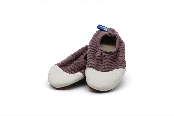 chaussons velours pour bébés-enfants, semelles souples, collection "les petits velours figue bout blanc"
