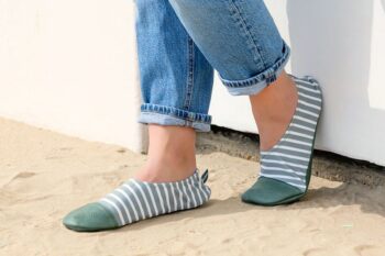 Chaussons souples marinière vert amande